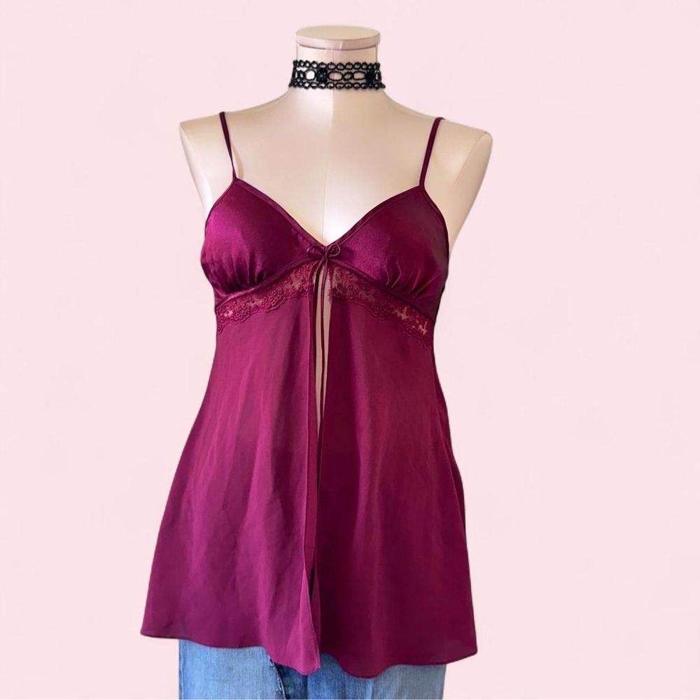 Magenta satin lace cami ❤️‎